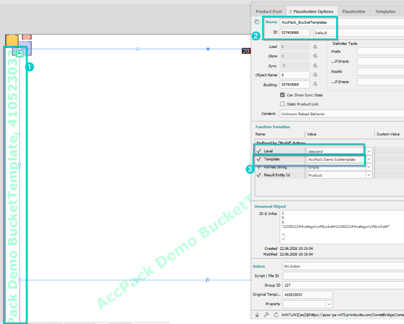 Bucket template Placeholder options 
