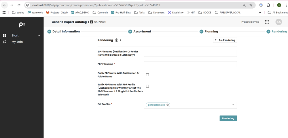 Rendering wizard step