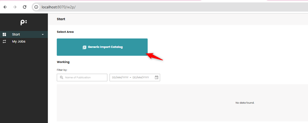 Generated template in the W2P application