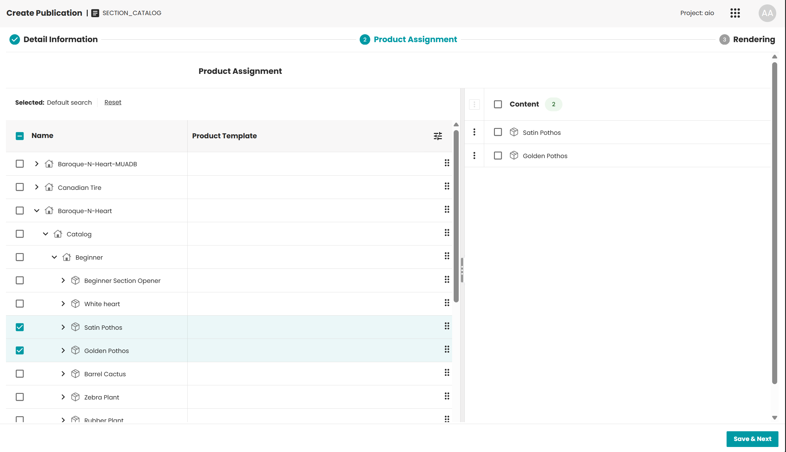Product Assignment wizard step