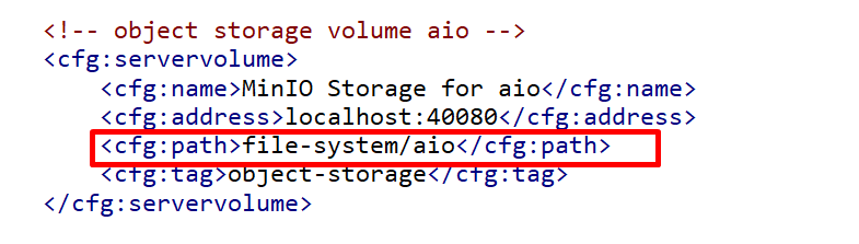 Matching server volume in the volume configuration